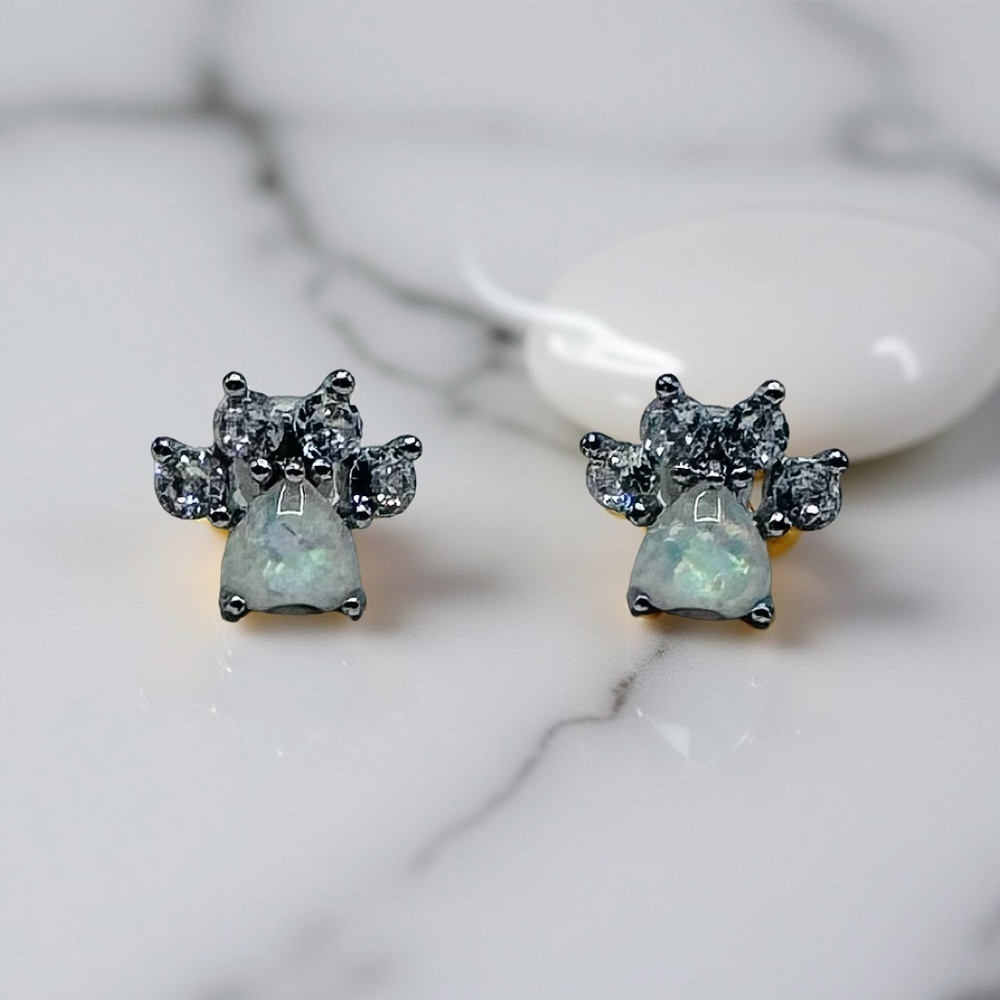 Opal Paw Print Stud Earrings